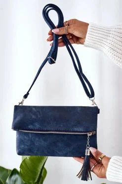 Listonoszki|Kopertówki>Boto Kopertówka Z Odpinanym Paskiem I Frędzlami Niebieska