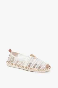 Best Koronkowe Espadryle Damskie Z Siateczką Białe Faylira Damskie Espadryle Na Platformie