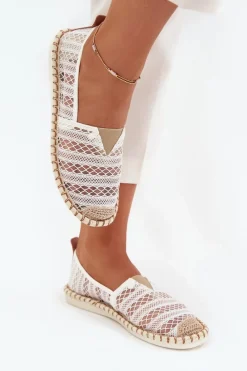 Best Koronkowe Espadryle Damskie Z Siateczką Białe Faylira Damskie Espadryle Na Platformie