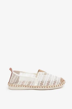 Best Koronkowe Espadryle Damskie Z Siateczką Białe Faylira Damskie Espadryle Na Platformie