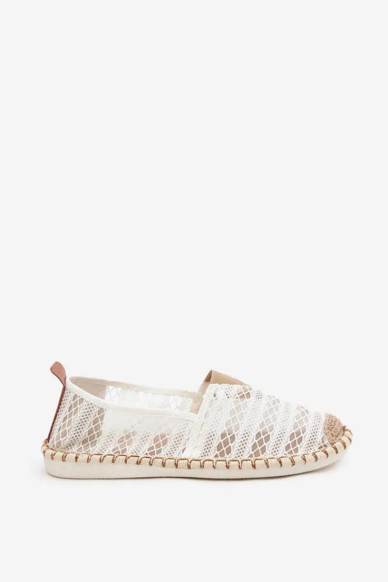 Best Koronkowe Espadryle Damskie Z Siateczką Białe Faylira Damskie Espadryle Na Platformie