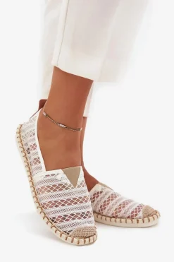 Best Koronkowe Espadryle Damskie Z Siateczką Białe Faylira Damskie Espadryle Na Platformie