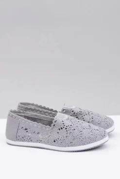 Discount Boto Koronkowe Szare Damskie Baleriny Little Sugar