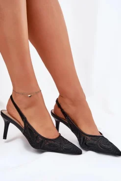 Sandały Na Obcasie|Czółenka Klasyczne>Boto Koronkowe Szpilki Sandały Z Odkrytą Piętą Czarne Lisaviela
