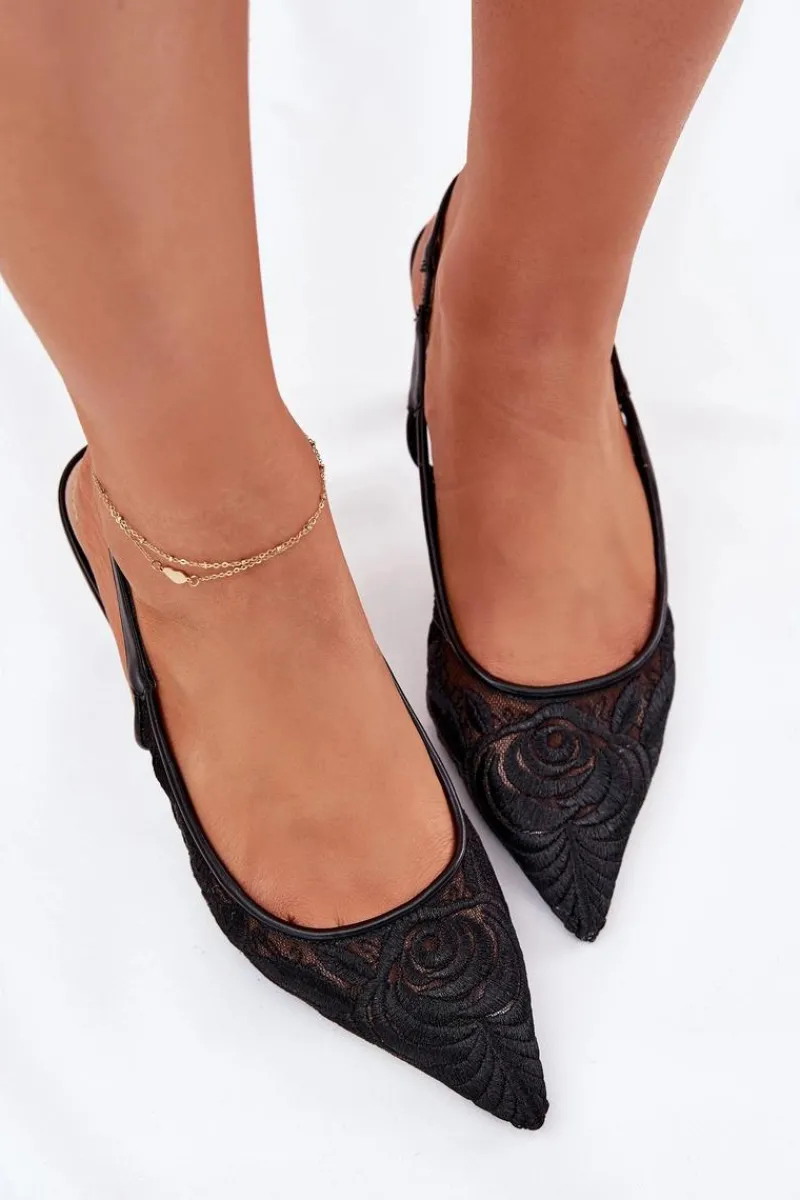 Sandały Na Obcasie|Czółenka Klasyczne>Boto Koronkowe Szpilki Sandały Z Odkrytą Piętą Czarne Lisaviela