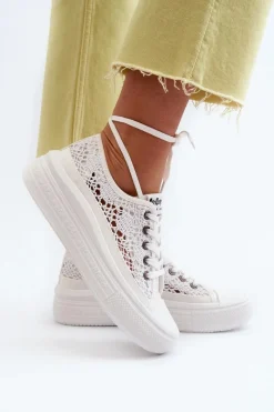 Best Koronkowe Trampki Damskie LCW-23-44-1617 Białe Damskie Trampki Damskie Niskie