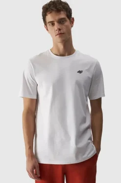 Clearance 4F Koszulka Męska Gładka Z Logo WMM00TTSHM1843-10S Biała