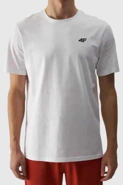 Clearance 4F Koszulka Męska Gładka Z Logo WMM00TTSHM1843-10S Biała