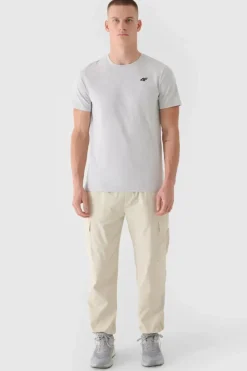 T-Shirty Męskie|Odzież 4F>4F Koszulka Męska Gładka Z Logo WMM00TTSHM1843-27M Jasnoszara