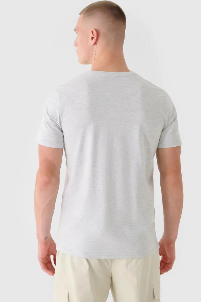 T-Shirty Męskie|Odzież 4F>4F Koszulka Męska Gładka Z Logo WMM00TTSHM1843-27M Jasnoszara