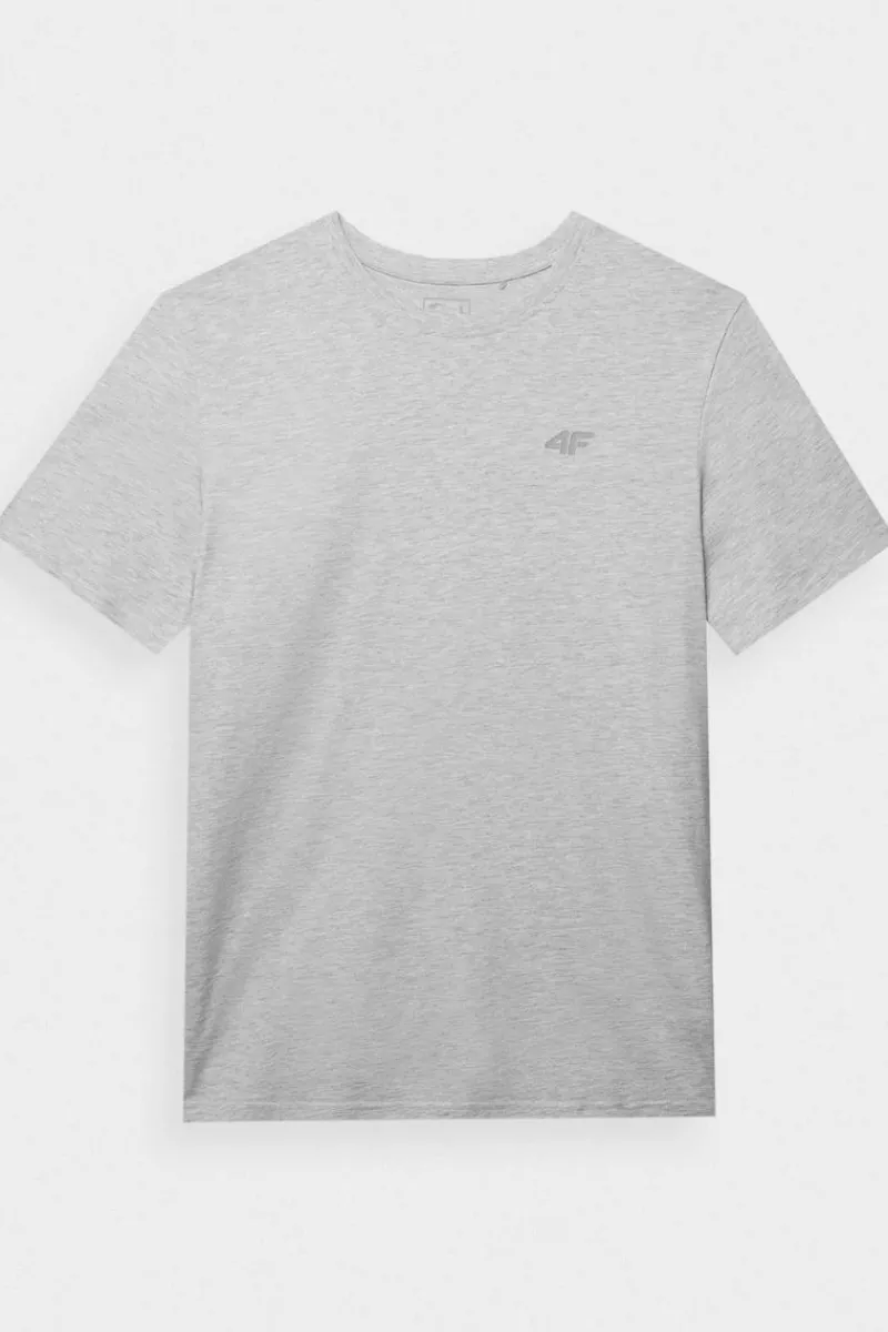 T-Shirty Męskie|Odzież 4F>4F Koszulka Męska Gładka Z Logo WMM00TTSHM1843-27M Jasnoszara