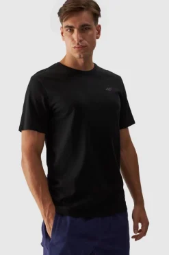 T-Shirty Męskie|Odzież 4F>4F Koszulka Męska Gładka Z Logo Czarna WMM00TTSHM1843-20S