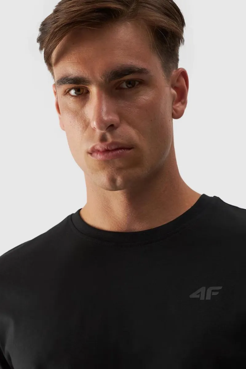 T-Shirty Męskie|Odzież 4F>4F Koszulka Męska Gładka Z Logo Czarna WMM00TTSHM1843-20S