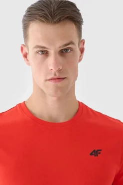 4F Koszulka Męska Gładka Z Logo WMM00TTSHM1843-70S Pomarańczowa