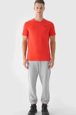 4F Koszulka Męska Gładka Z Logo WMM00TTSHM1843-70S Pomarańczowa