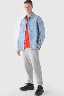 4F Koszulka Męska Gładka Z Logo WMM00TTSHM1843-70S Pomarańczowa