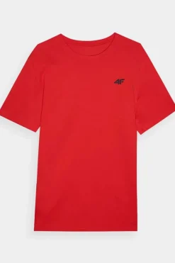 4F Koszulka Męska Gładka Z Logo WMM00TTSHM1843-70S Pomarańczowa