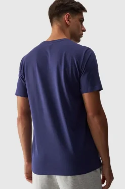 Outlet 4F Koszulka Męska Gładka Z Logo Granatowa WMM00TTSHM1843-31S