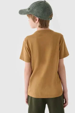 4F Koszulka T-Shirt Z Nadrukiem Dla Chłopca JWAW24TTSHM1553-74S Żółta