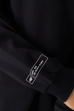 Discount Koszulka Z Długim Rękawem Dla Chłopca Z Nadrukiem Regular JWAW24TLONM294-20S Czarna Dzieci T-Shirty Dziecięce|Odzież 4F