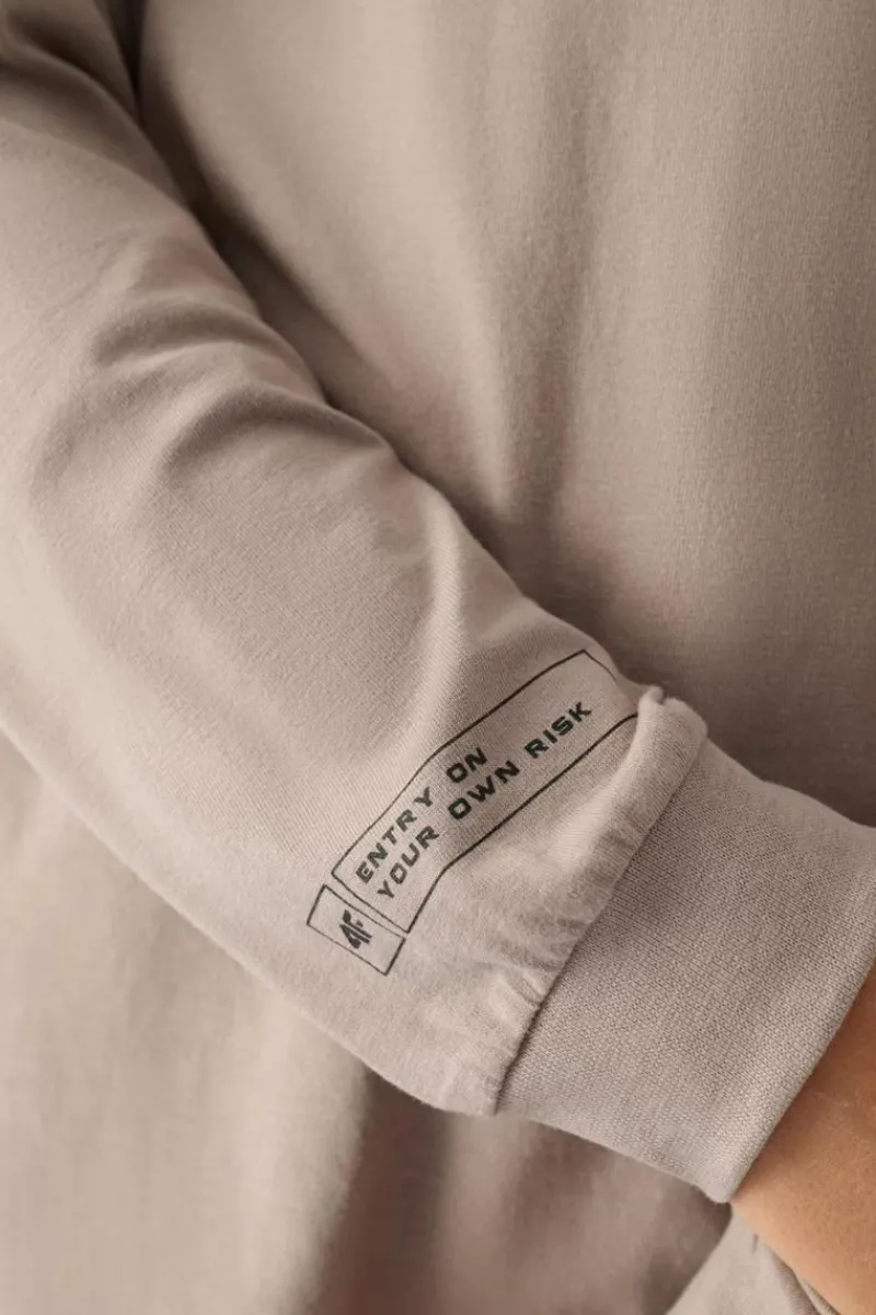 T-Shirty Dziecięce|Odzież 4F>4F Koszulka Z Długim Rękawem Dla Chłopca Z Nadrukiem Regular JWAW24TLONM294-26S Szara Szary