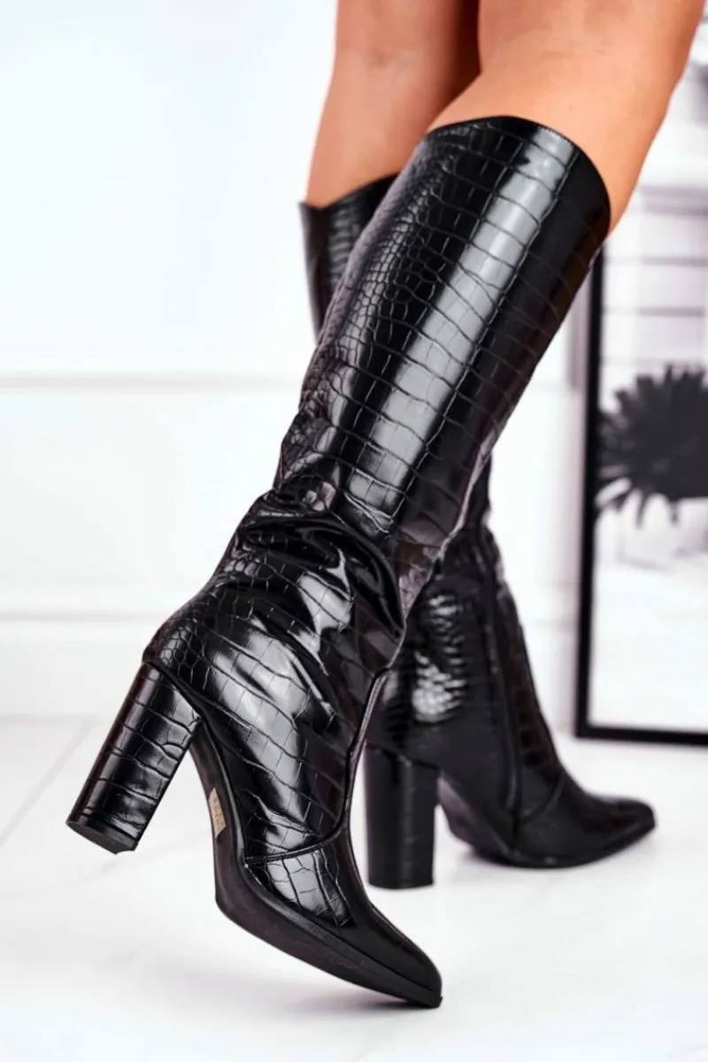 Best Boto Kozaki Damskie Ciepłe Czarne Priority