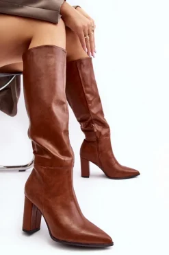 Kozaki Przed Kolano|Kozaki Na Obcasie>Boto Kozaki Damskie Do Kolana Na Słupku Camel Fiminna