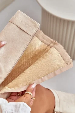 Outlet Kozaki Damskie Eko Zamszowe Z Wywiniętą Cholewką Na Słupku Beżowe Bralise Damskie Kozaki Ocieplane|Kozaki Na Słupku