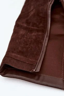 Online Kozaki Damskie Na Koturnie Z Paskiem I Srebrnym Detalem Czekoladowe Korivelle Damskie Kozaki Ocieplane|Kozaki Na Koturnie