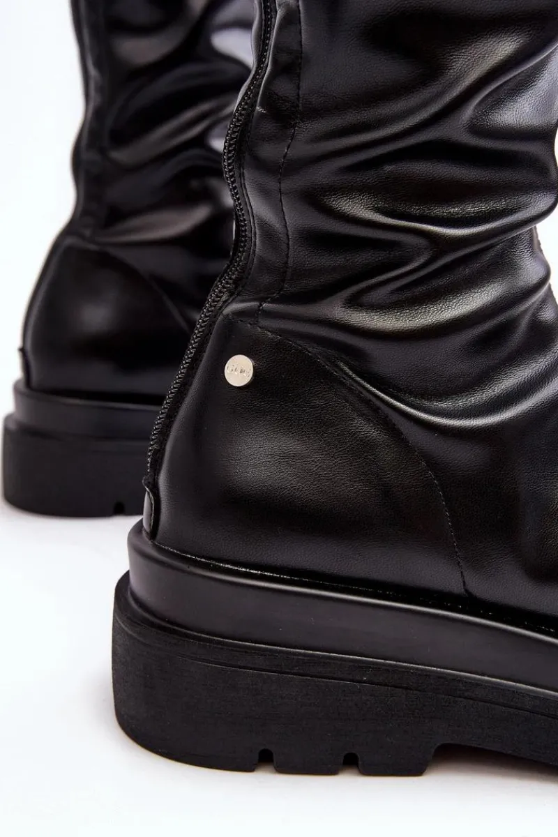 New GOE Kozaki Damskie Na Platformie Z Suwakiem MM2N4068 Czarne