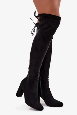 Clearance Kozaki Damskie Na Słupku Czarne Xamarin Damskie Kozaki Na Słupku|Kozaki Za Kolano