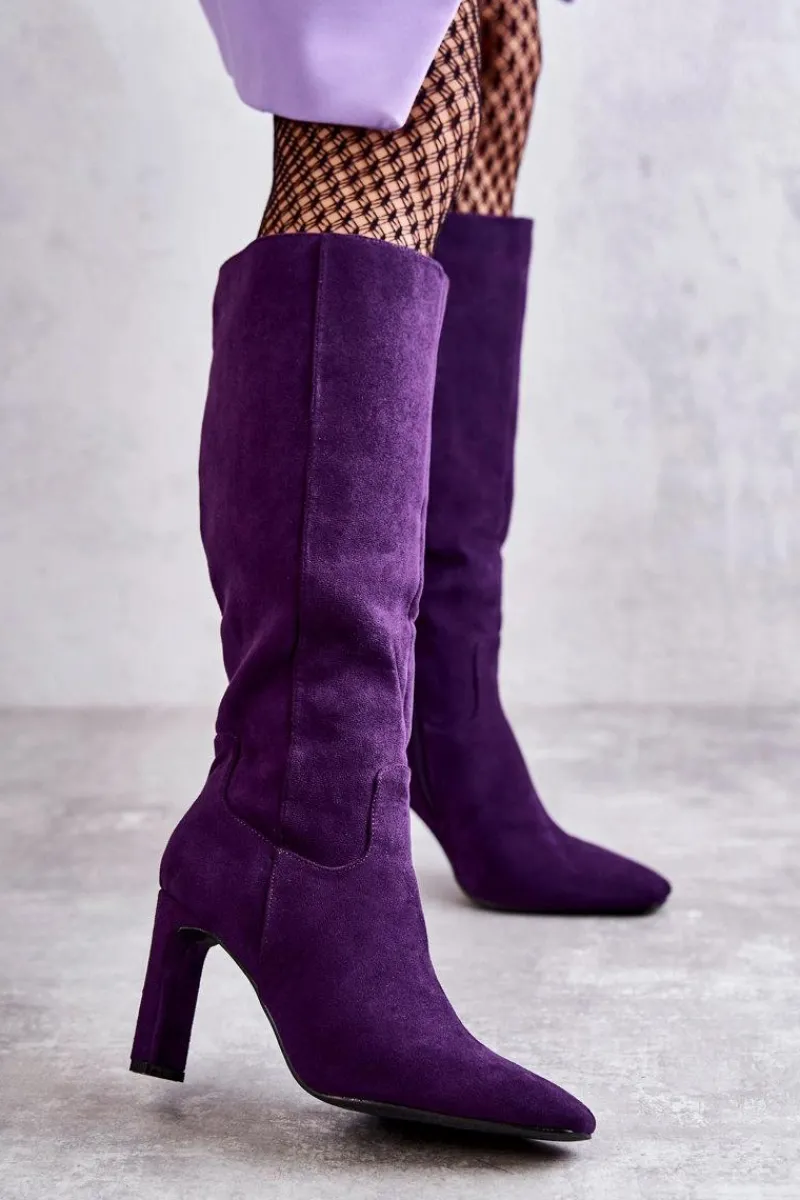 Kozaki Wiosenne|Kozaki Przed Kolano>Boto Kozaki Damskie Na Słupku Do Kolana Fioletowe Truly Love