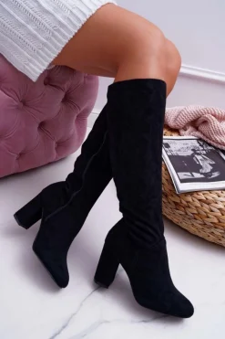 Kozaki Wiosenne|Kozaki Na Obcasie>Boto Kozaki Damskie Na Słupku Do Kolana Czarne Mercure