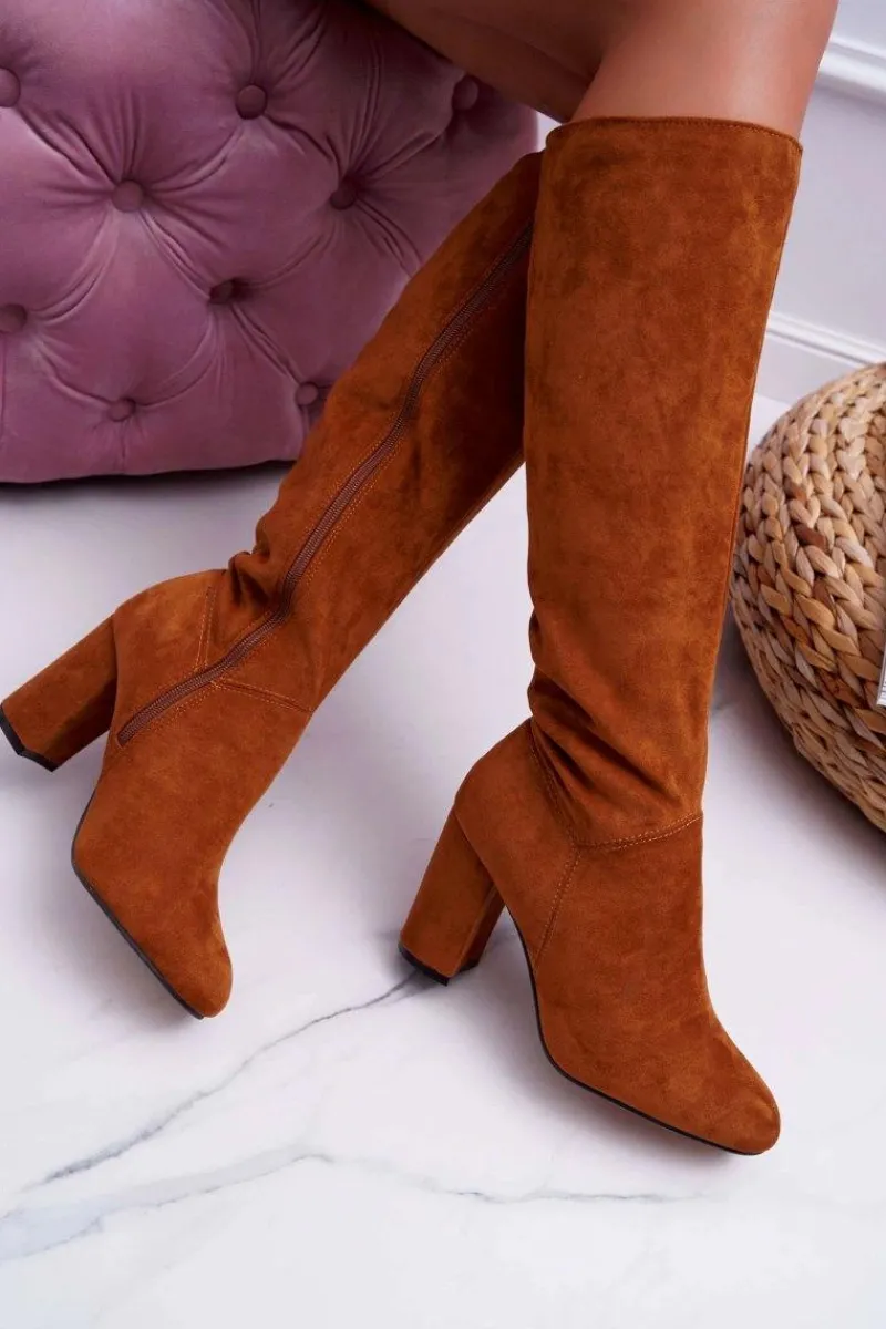 Outlet Kozaki Damskie Na Słupku Do Kolana Camel Mercure Damskie Kozaki Wiosenne|Kozaki Na Obcasie