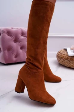 Outlet Kozaki Damskie Na Słupku Do Kolana Camel Mercure Damskie Kozaki Wiosenne|Kozaki Na Obcasie