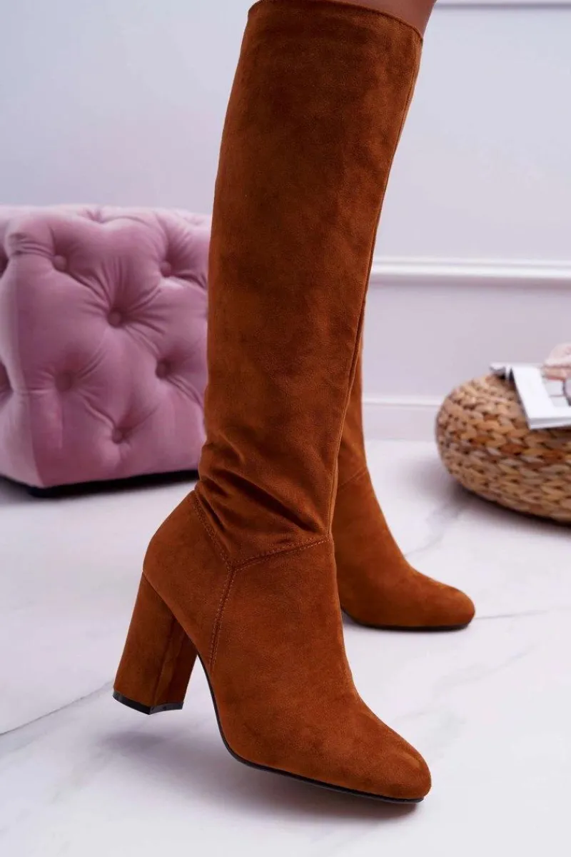 Outlet Kozaki Damskie Na Słupku Do Kolana Camel Mercure Damskie Kozaki Wiosenne|Kozaki Na Obcasie