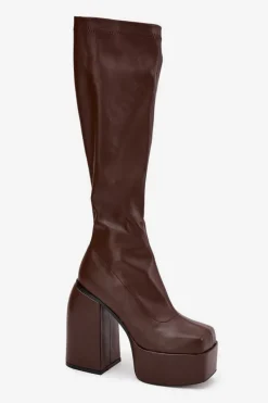 Kozaki Ocieplane|Kozaki Na Słupku></noscript>Boto Kozaki Damskie Na Słupku I Platformie Czekoladowe Yavira