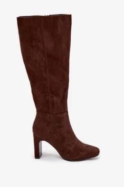 Clearance Kozaki Damskie Na Słupku Ocieplane Czekoladowe Zamira Damskie Kozaki Ocieplane|Kozaki Na Słupku