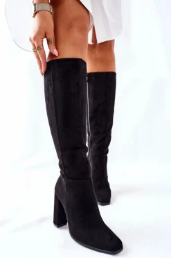 Kozaki Przed Kolano|Kozaki Na Obcasie>Boto Kozaki Damskie Na Słupku Ocieplane Czarne Finner