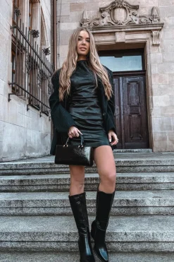 Kozaki Damskie Na Słupku Ocieplane Czarne Katelle Damskie Kozaki Ocieplane|Kozaki Na Słupku