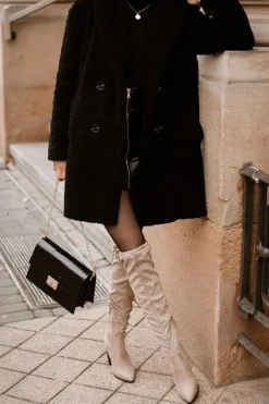 Best Kozaki Damskie Na Słupku Zamszowe Beżowe Monleek Damskie Kozaki Wiosenne|Kozaki Za Kolano