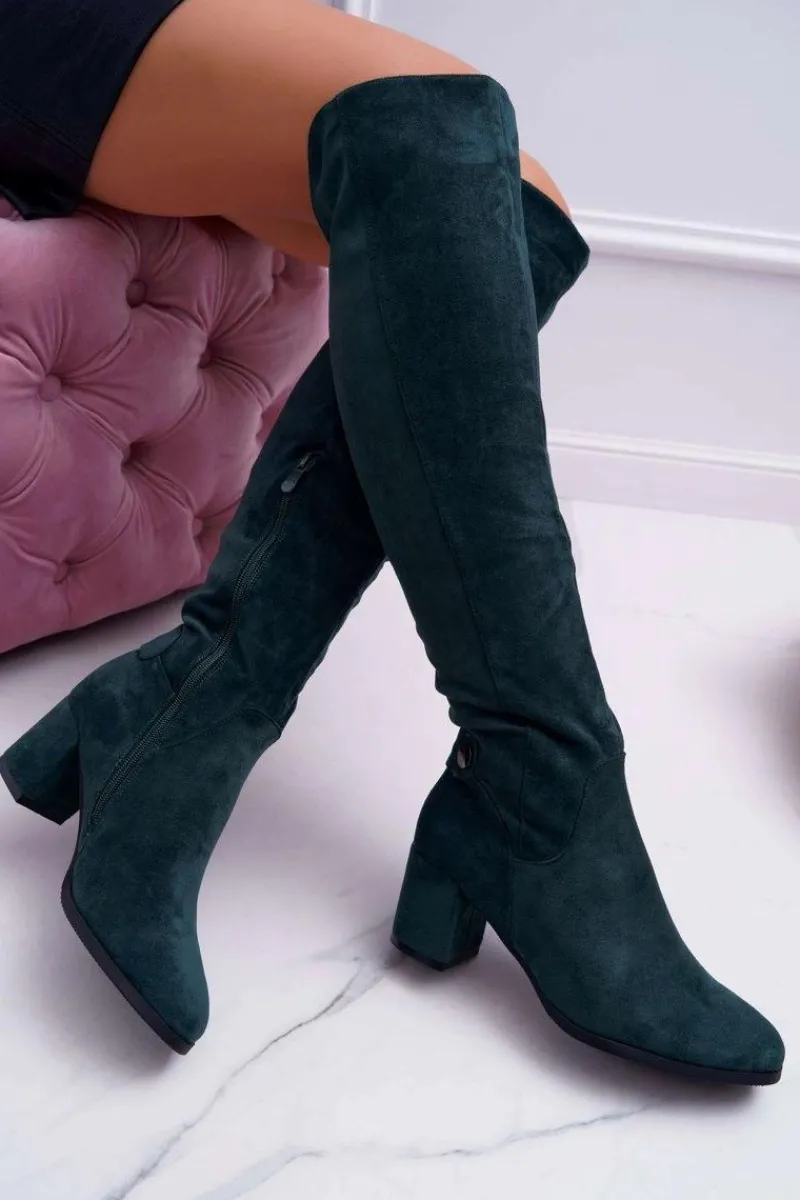 Online Kozaki Damskie Na Słupku Zamszowe Zielone Torgos Damskie Kozaki Na Obcasie|Kozaki Zamszowe