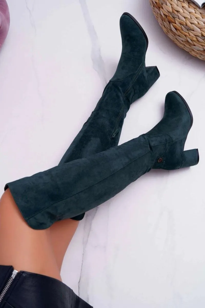 Online Kozaki Damskie Na Słupku Zamszowe Zielone Torgos Damskie Kozaki Na Obcasie|Kozaki Zamszowe