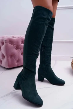 Online Kozaki Damskie Na Słupku Zamszowe Zielone Torgos Damskie Kozaki Na Obcasie|Kozaki Zamszowe