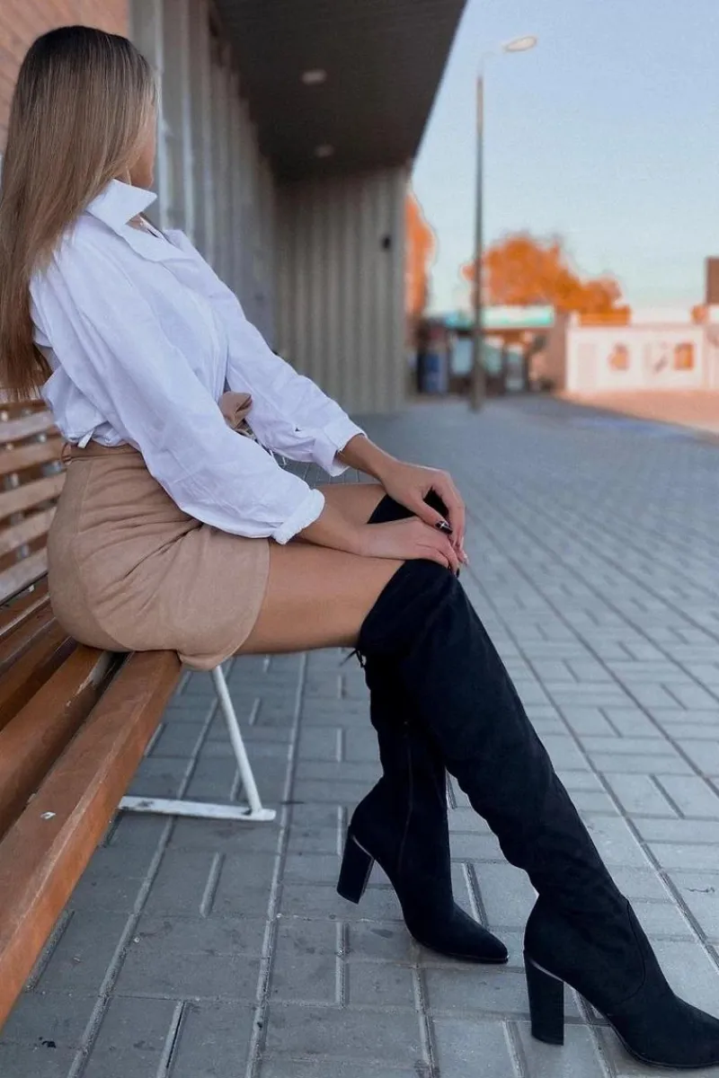 Kozaki Wiosenne|Kozaki Za Kolano>Buty damskie Vinceza Kozaki Damskie Na Słupku Zamszowe Czarne Monleek