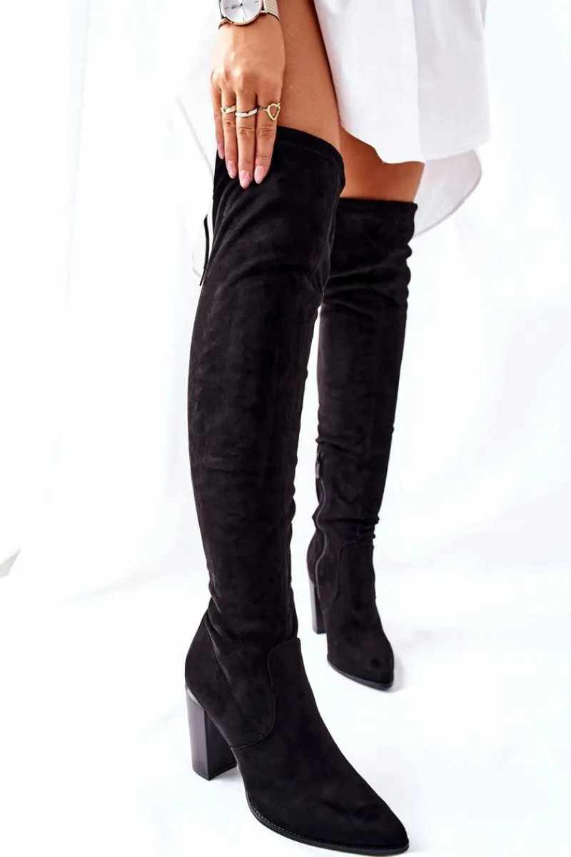 Kozaki Wiosenne|Kozaki Za Kolano>Buty damskie Vinceza Kozaki Damskie Na Słupku Zamszowe Czarne Monleek