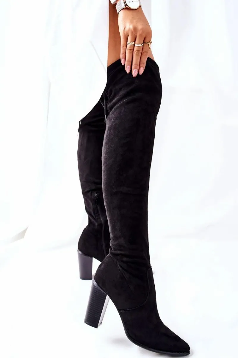 Kozaki Wiosenne|Kozaki Za Kolano>Buty damskie Vinceza Kozaki Damskie Na Słupku Zamszowe Czarne Monleek