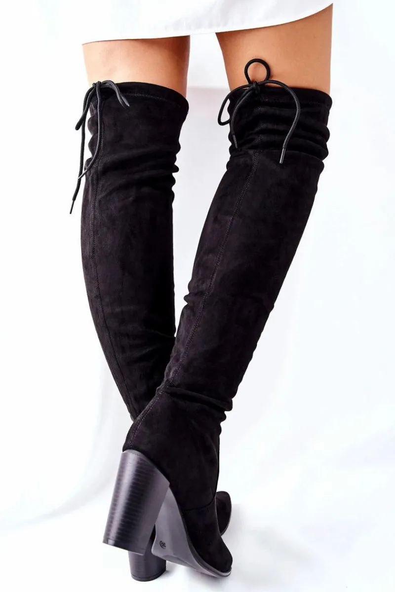 Kozaki Wiosenne|Kozaki Za Kolano>Buty damskie Vinceza Kozaki Damskie Na Słupku Zamszowe Czarne Monleek