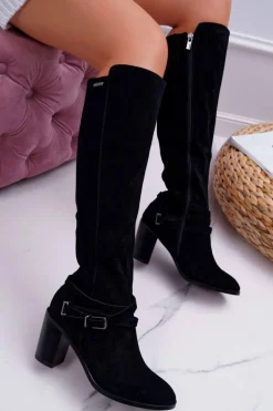 Clearance Big Star Shoes Kozaki Damskie Na Słupku Zamszowe Big Star EE274520