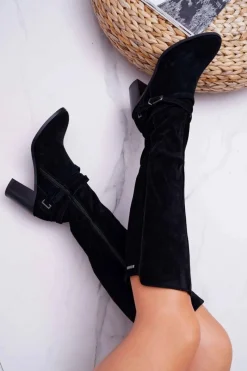 Clearance Big Star Shoes Kozaki Damskie Na Słupku Zamszowe Big Star EE274520